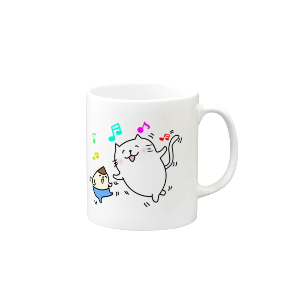 H&Y worksのもちねこ Mug :right side of the handle