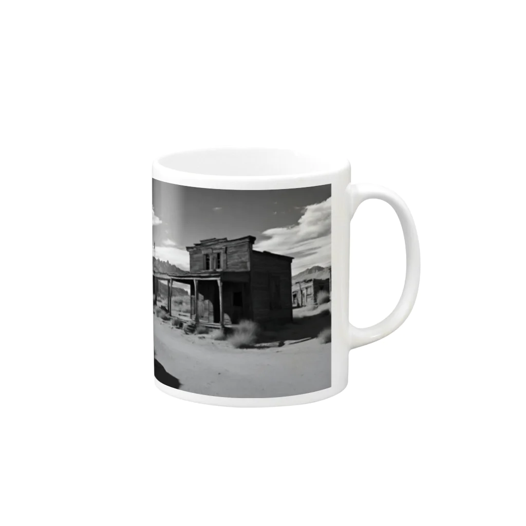 崖っぷちのポニョの"Nostalgia Ville：さびれた町の魅力を感じるグッズ" Mug :right side of the handle