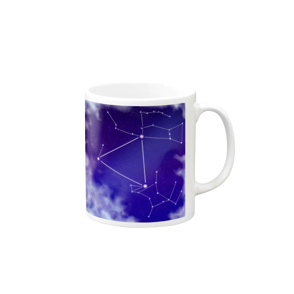 KafyRiruの雲の切れ間から覗く星　冬 Mug :right side of the handle