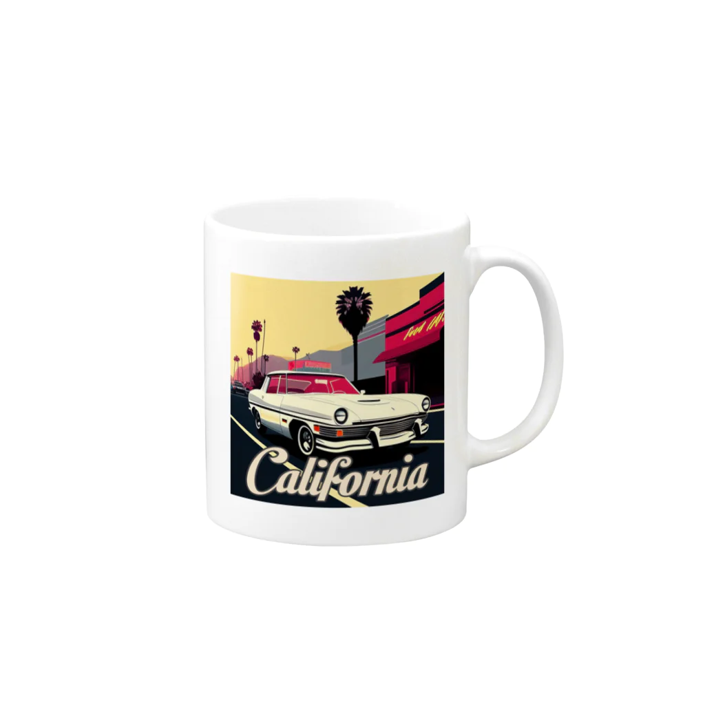 めそぽのカリフォルニアの白い車 Mug :right side of the handle