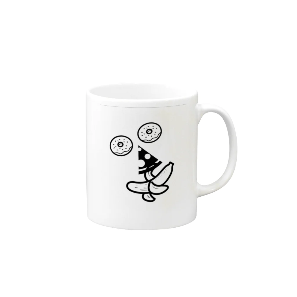 yokosonの食べ物アート顔 Mug :right side of the handle