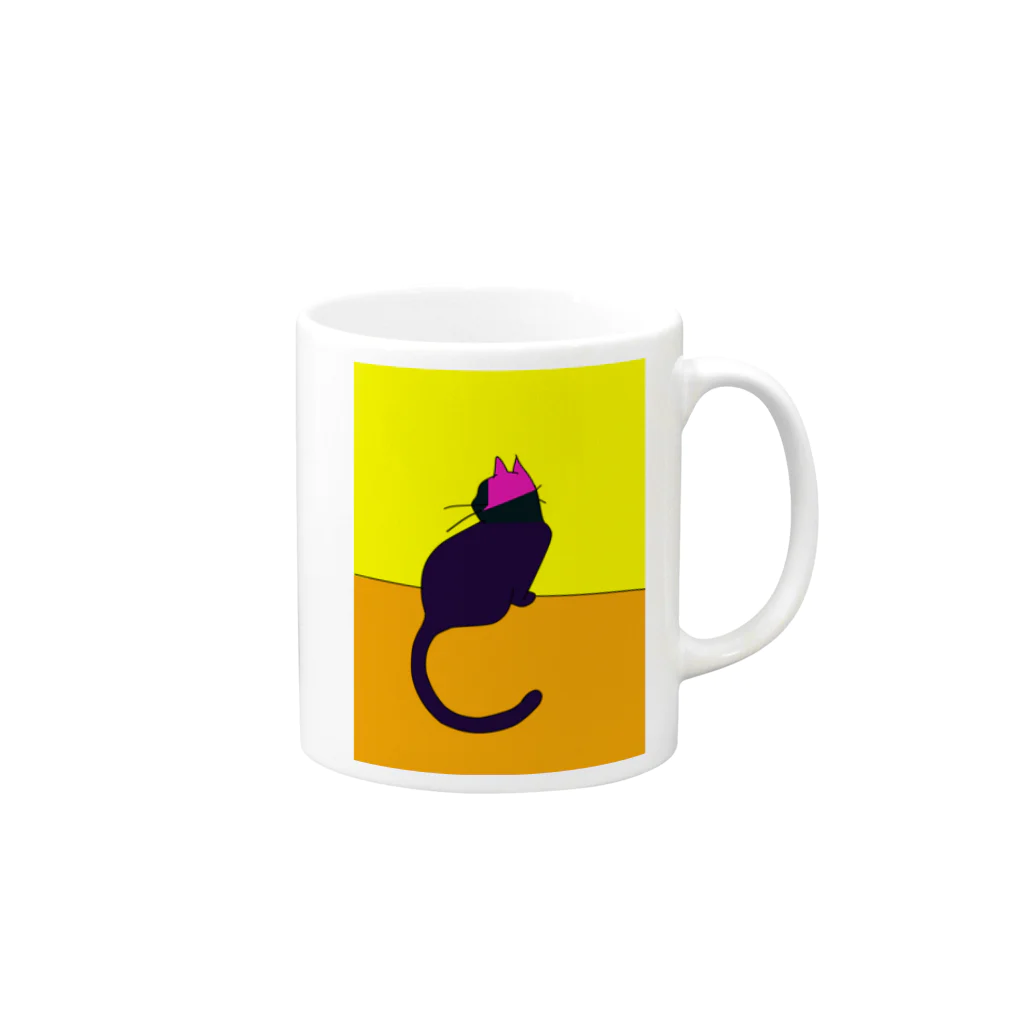 М-upStyleの窓際の猫 Mug :right side of the handle