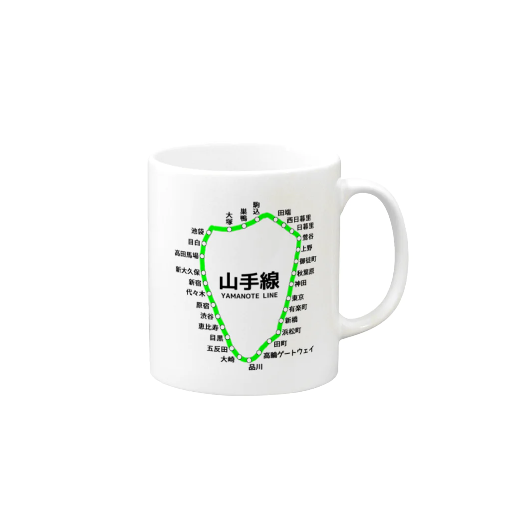 柏洋堂のJR山手線 路線図(新駅追加Ver) Mug :right side of the handle