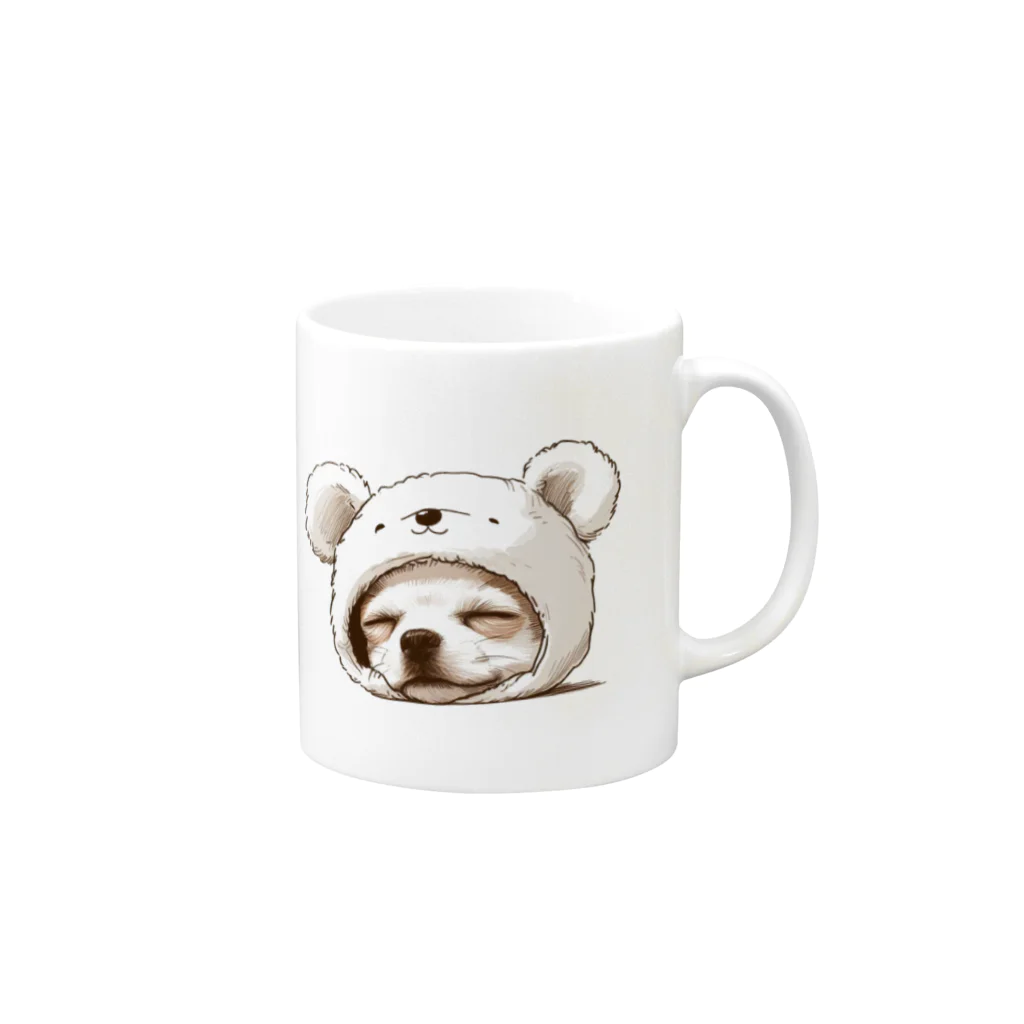 わんにゃんsucculentのクマのコスプレをしたチワワ Mug :right side of the handle