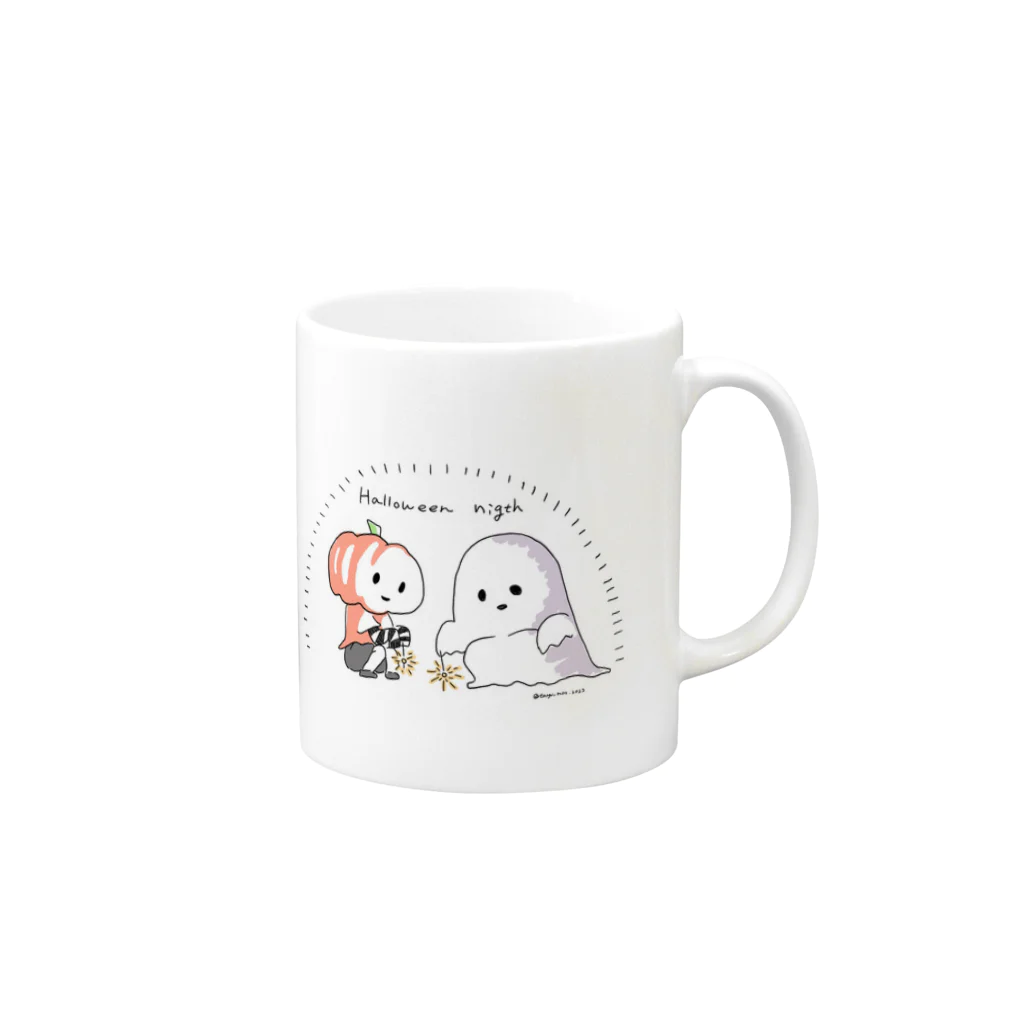 ゆるい子供とハロウィンのお店のハロウィンの夏 Mug :right side of the handle