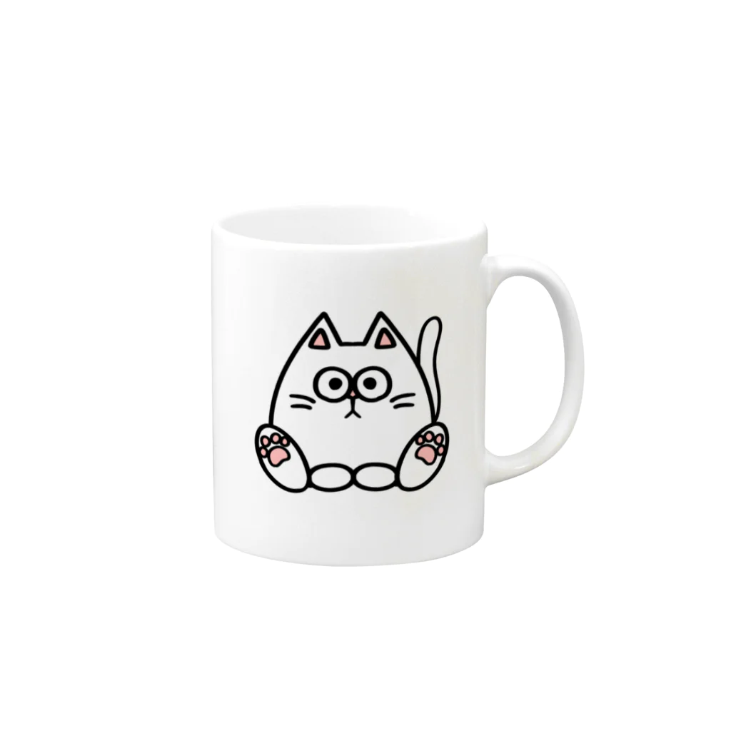 ねこねこうおの白猫キル Mug :right side of the handle