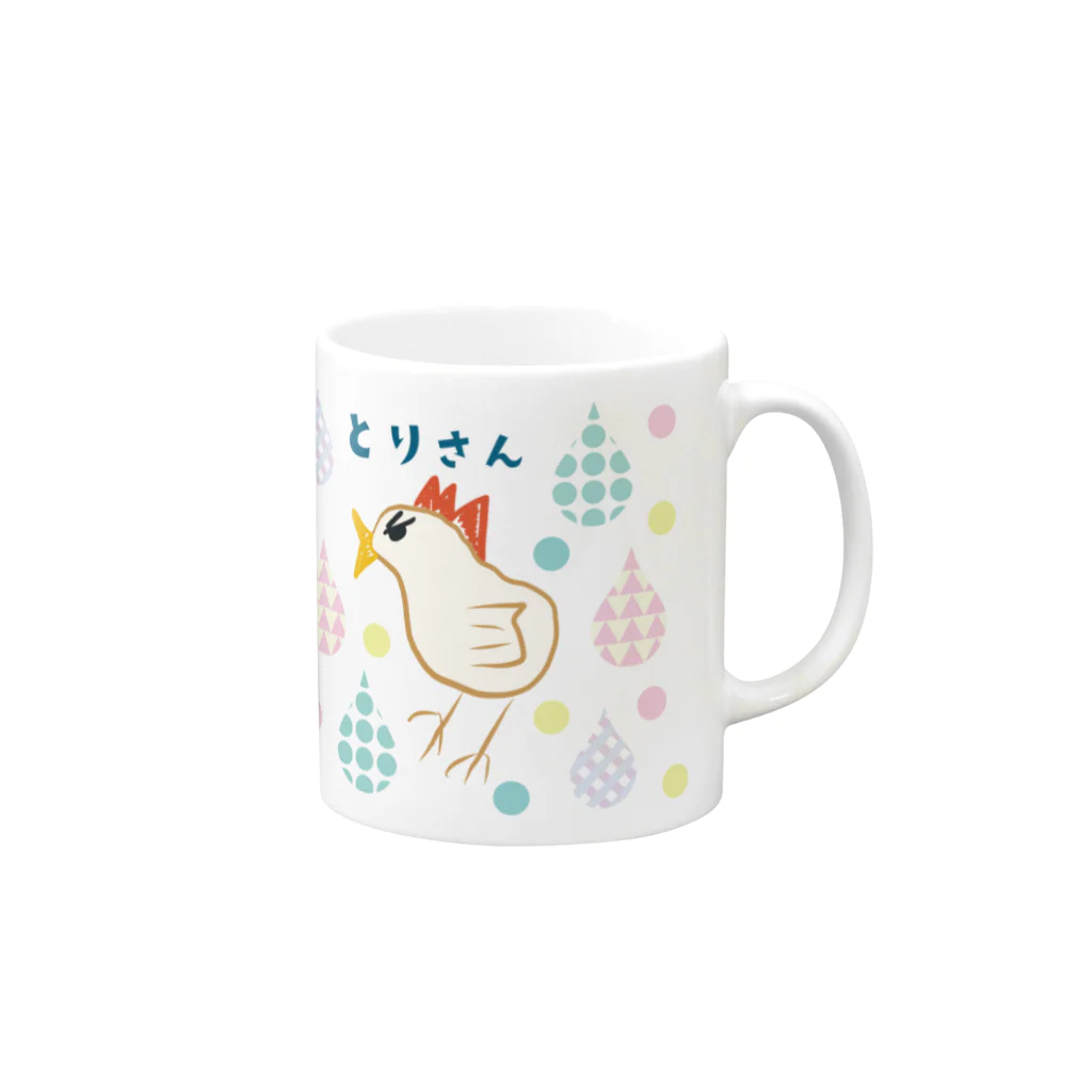 とりさん・ぶたさん・ねこの家のとりさん・ぶたさん　マグカップ Mug :right side of the handle