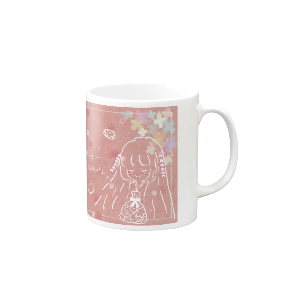 みーちゃんわーるどのハンドメイドスイーツ♡ Mug :right side of the handle