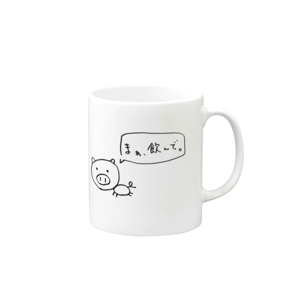 山口笑社の飲んでシッダーブタ Mug :right side of the handle