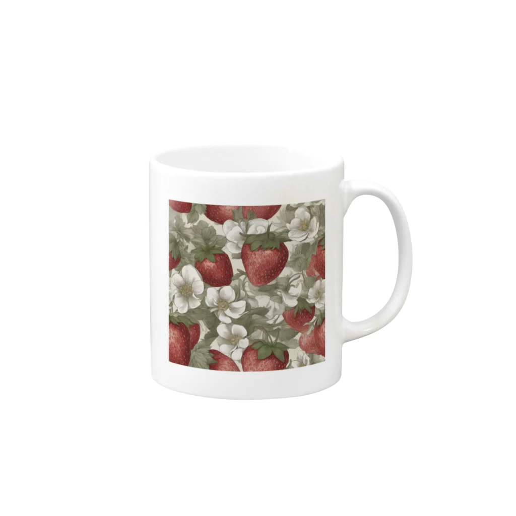 千裕アトリエ（いつもありがとう）の苺のアート　strawberry art Mug :right side of the handle