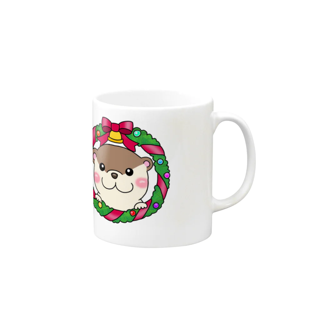 カワウソちゃんのお店のクリスマスリースカワウソ Mug :right side of the handle