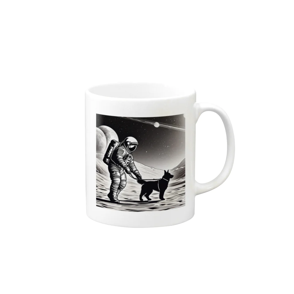 宇宙開発デザイン科の犬の散歩が日課です Mug :right side of the handle