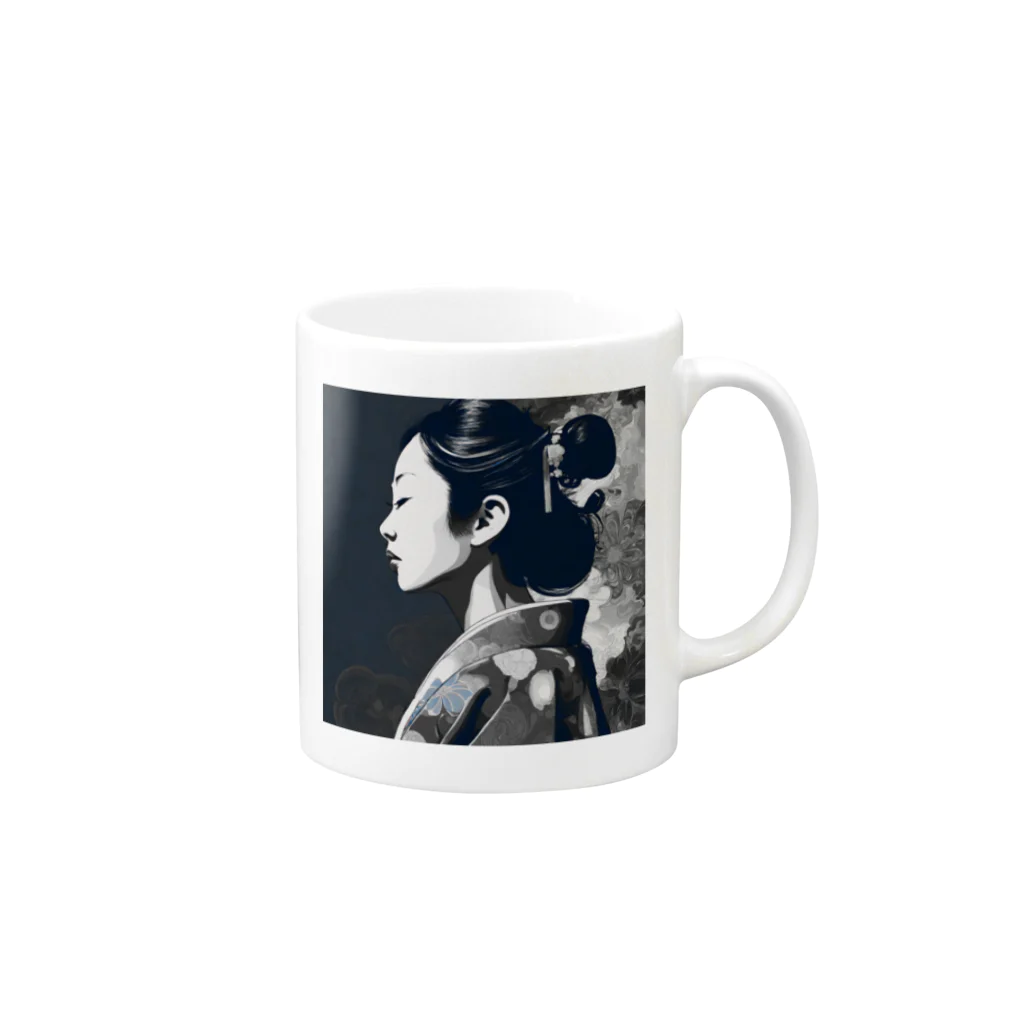 yomoYamaショップのJapanese woman Mug :right side of the handle