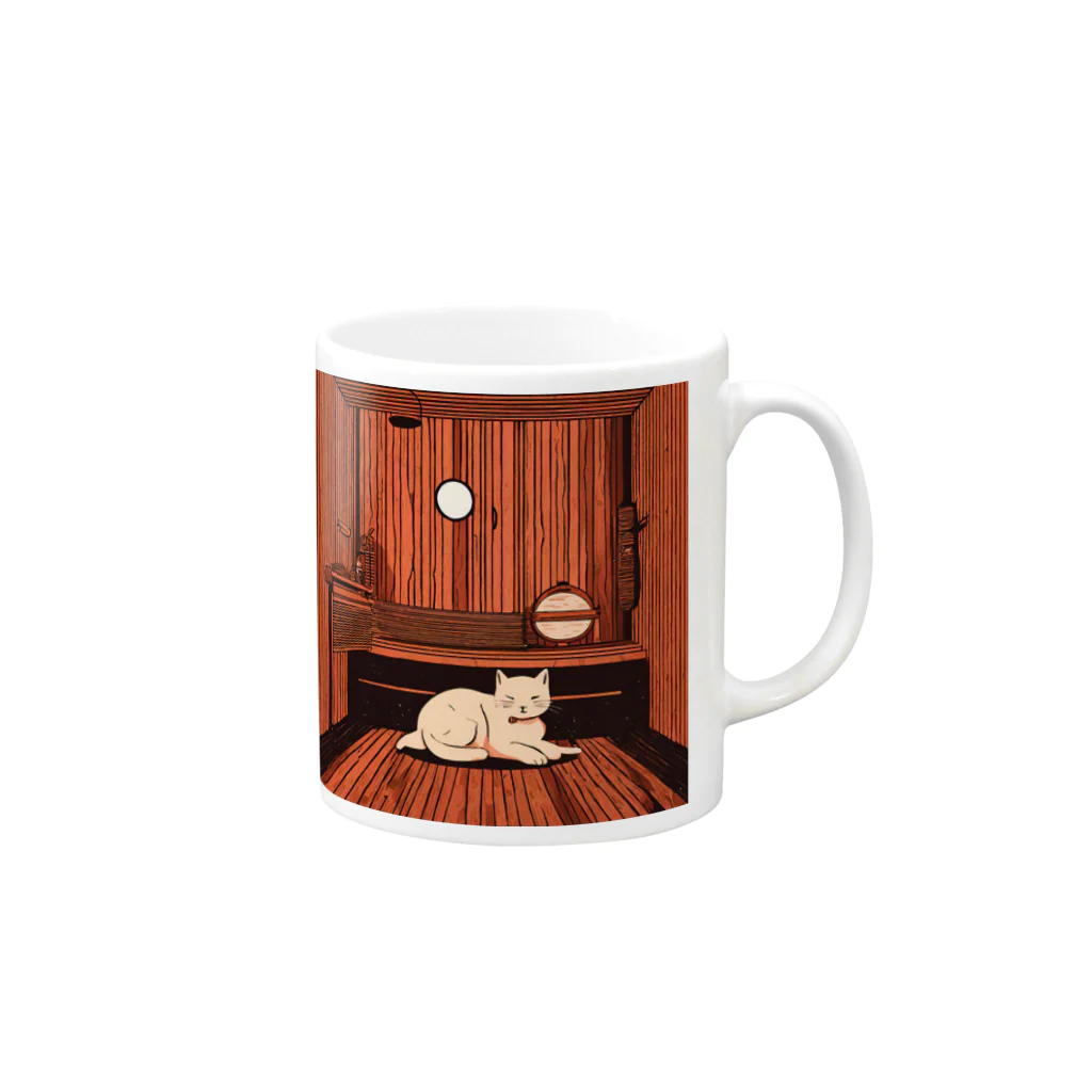 Chop Storeのサウナキャット Mug :right side of the handle