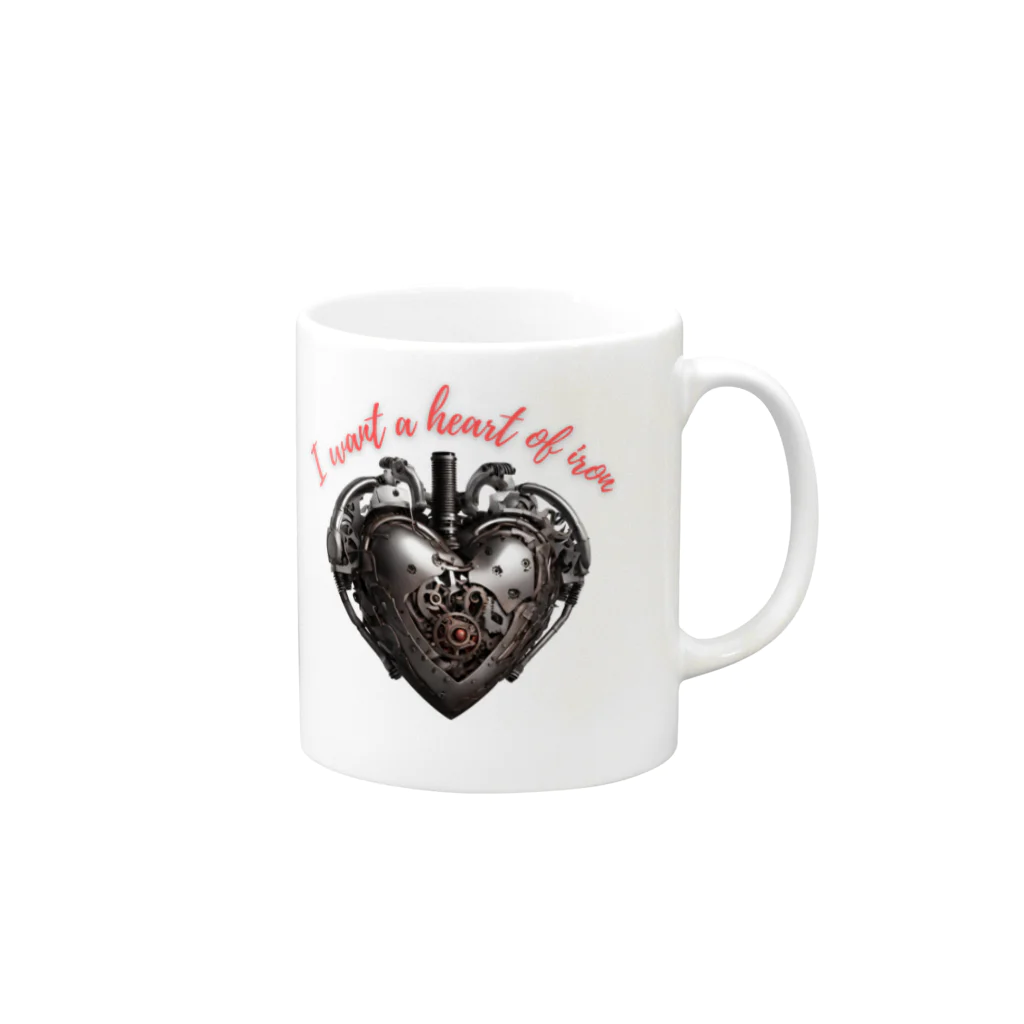 Love and peace to allの鉄の心臓が欲しい Mug :right side of the handle