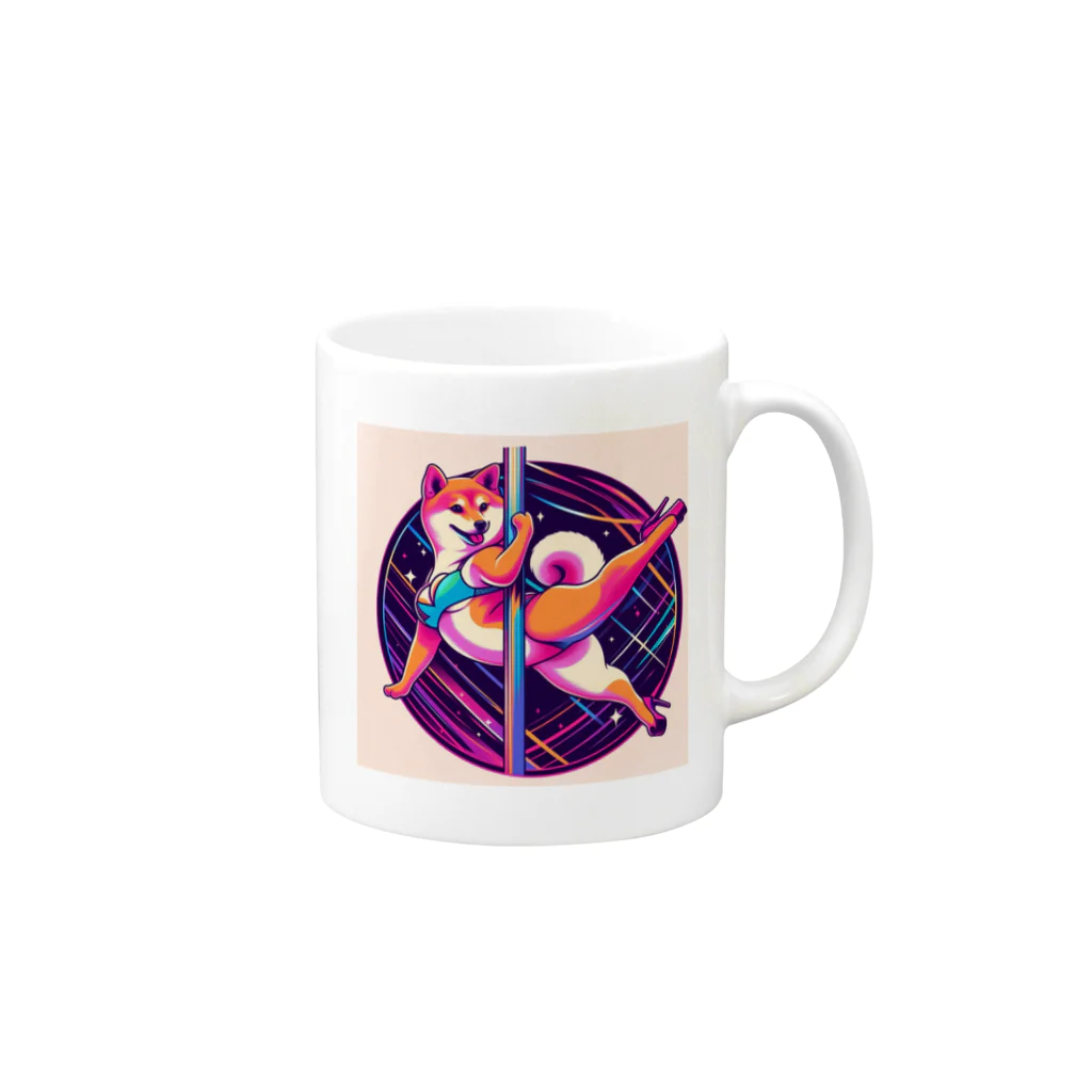 TokyoKimchiのポールダンス踊る柴犬ウニ Mug :right side of the handle