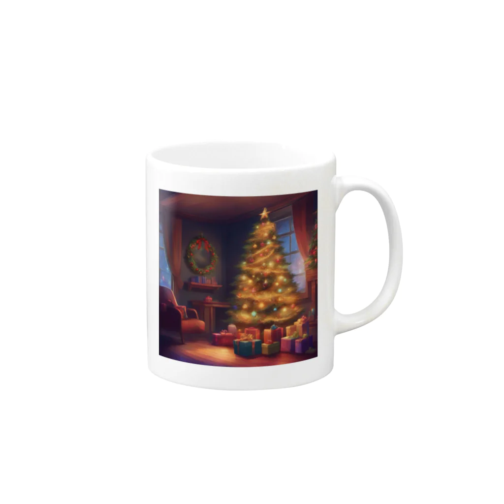 千裕アトリエ（いつもありがとう）のクリスマスツリー（Christmas Tree） Mug :right side of the handle