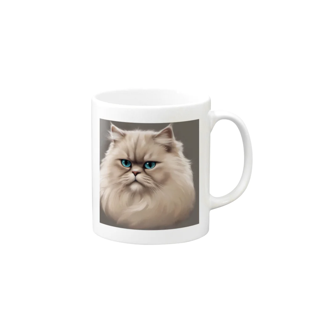 千裕アトリエ（いつもありがとう）のペルシャキャット（Persian Cat） Mug :right side of the handle