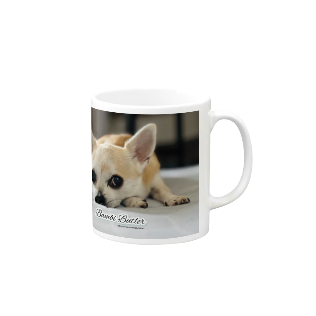 犬執事・ドッグバトラーのバンビ君ショップの世界初！本物の犬執事・ドッグバトラーのバンビ君 Mug :right side of the handle