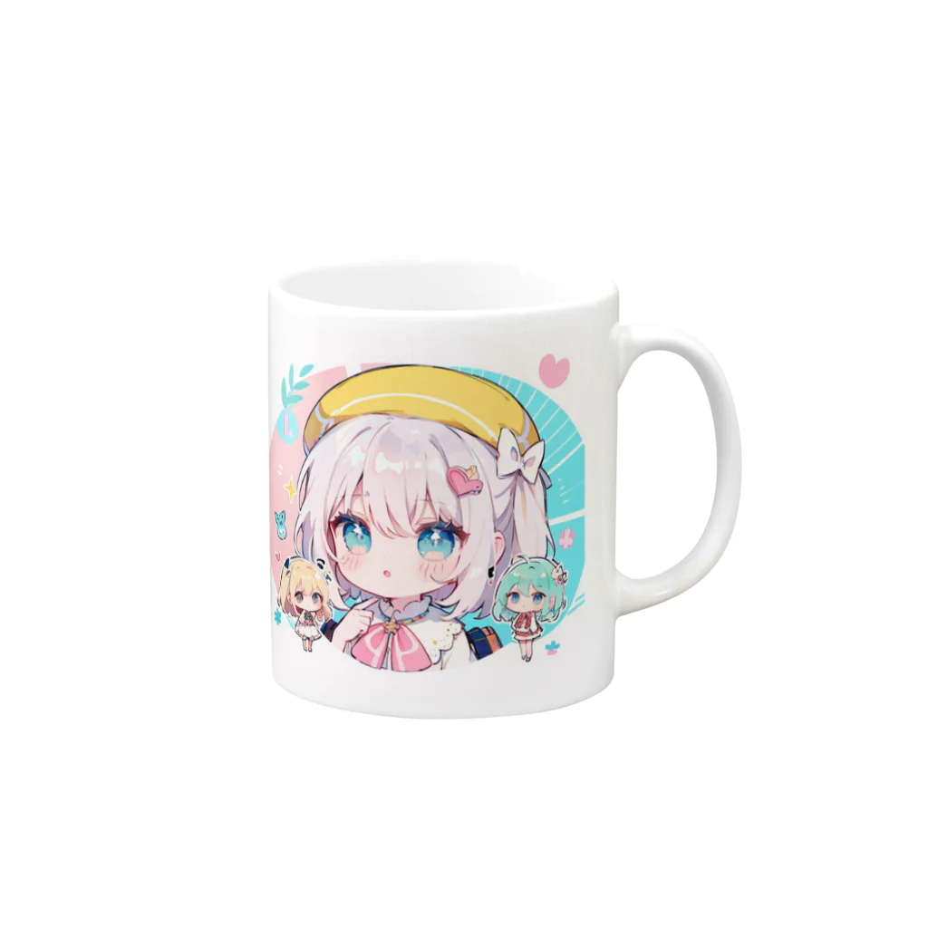 那須モバイル店の帽子を被る女の子 Mug :right side of the handle