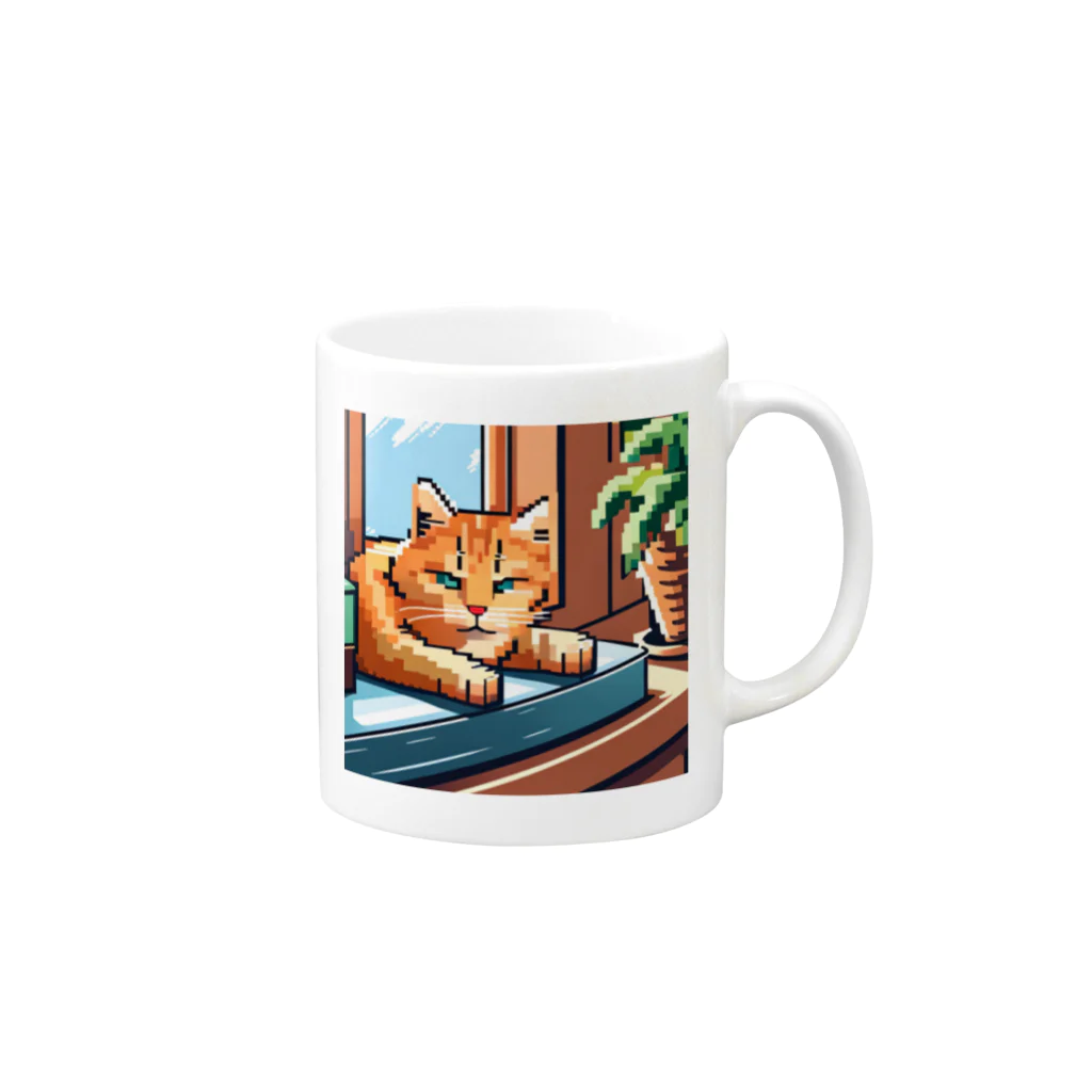 koba777のドット絵スナドリネコ Mug :right side of the handle