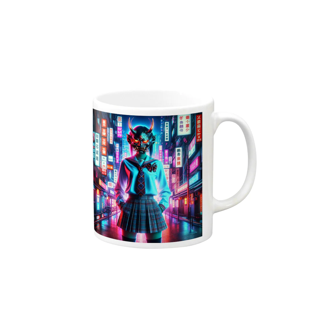 Hayate Kawakami オリジナルの般若女子高生 Mug :right side of the handle