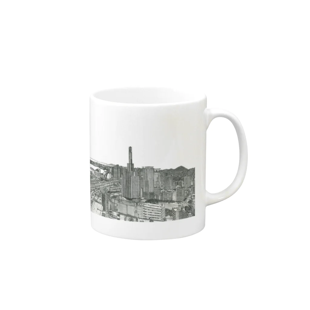 あくびのBird’s eye view  ▶ Port of KOBE from CITC Mug :right side of the handle