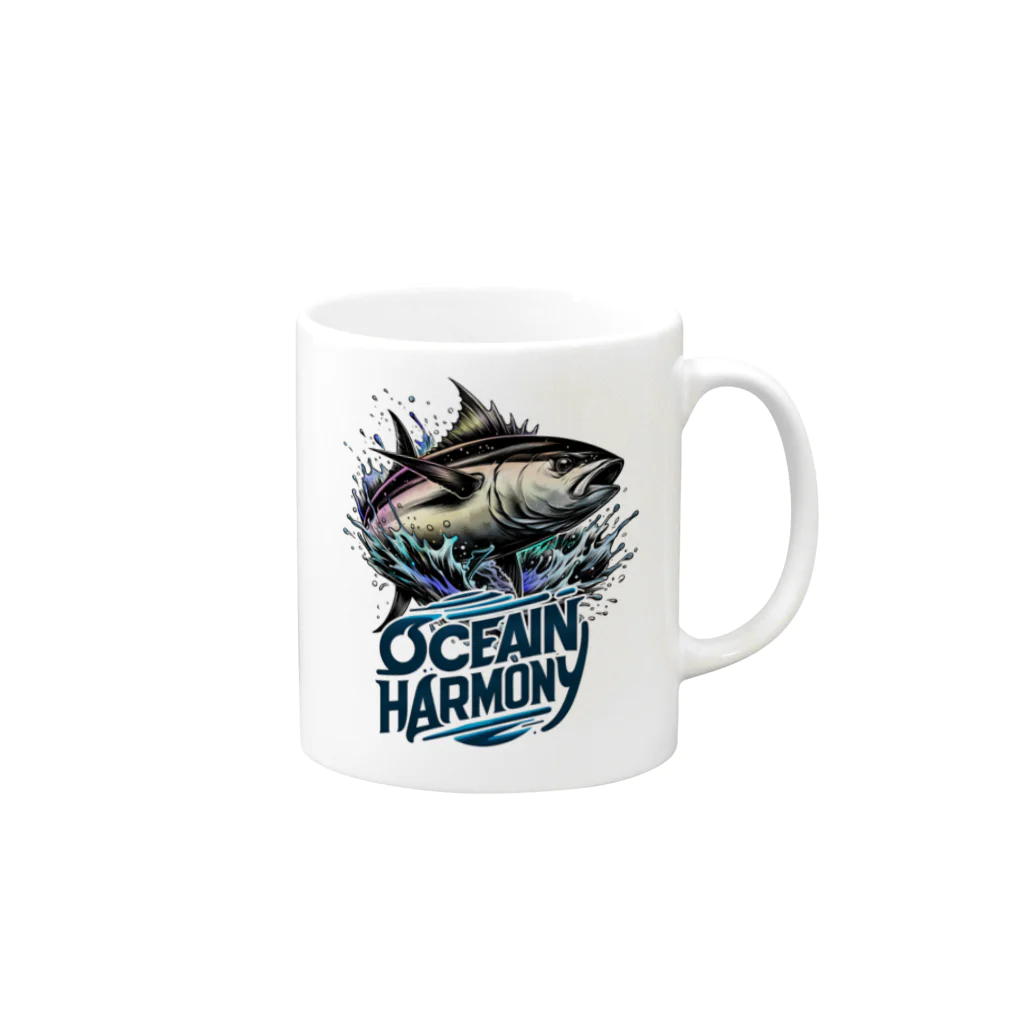デザインカフェ の海洋の調和 Mug :right side of the handle