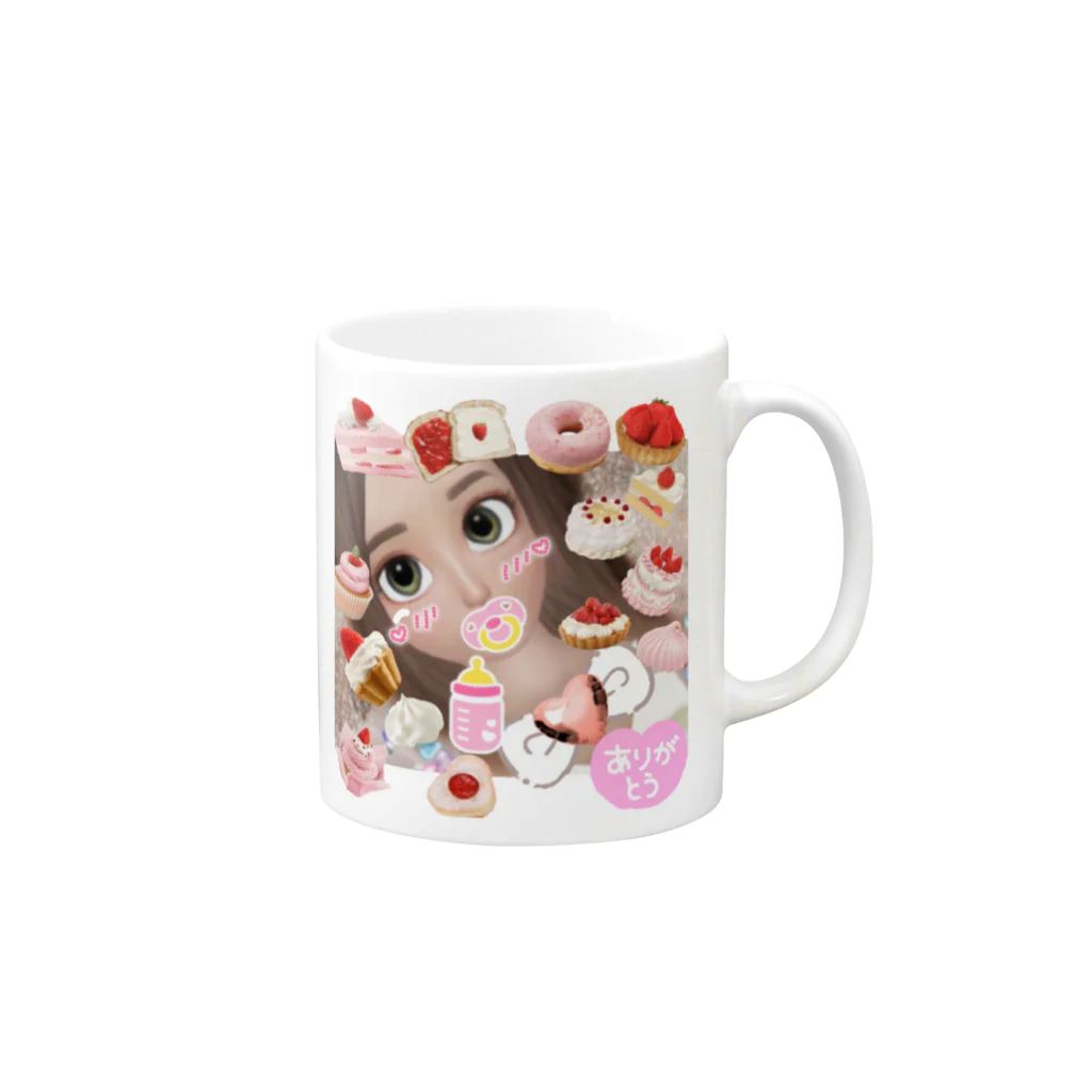 🎀miruchan land🎀🍼©️公式ショップの🎀お菓子なmiru🎀🍼 Mug :right side of the handle