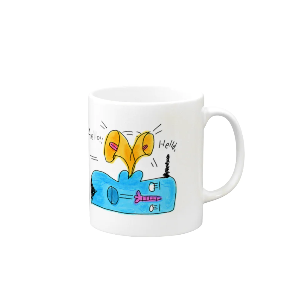 tunのハロー・イヤ・ハロー Mug :right side of the handle