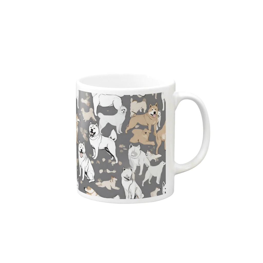 pinetreeの秋田犬３ Mug :right side of the handle