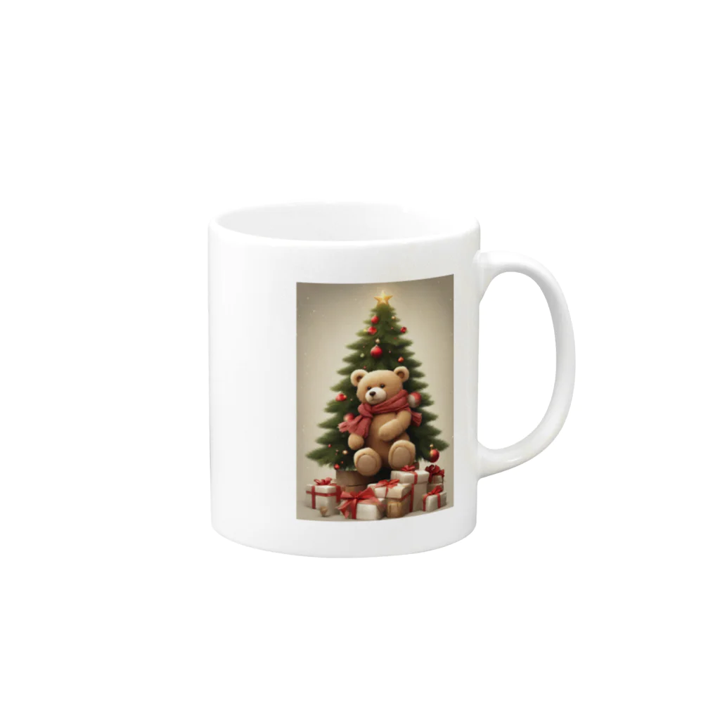 규리shopのクリスマス テディーベアの思い出 Mug :right side of the handle