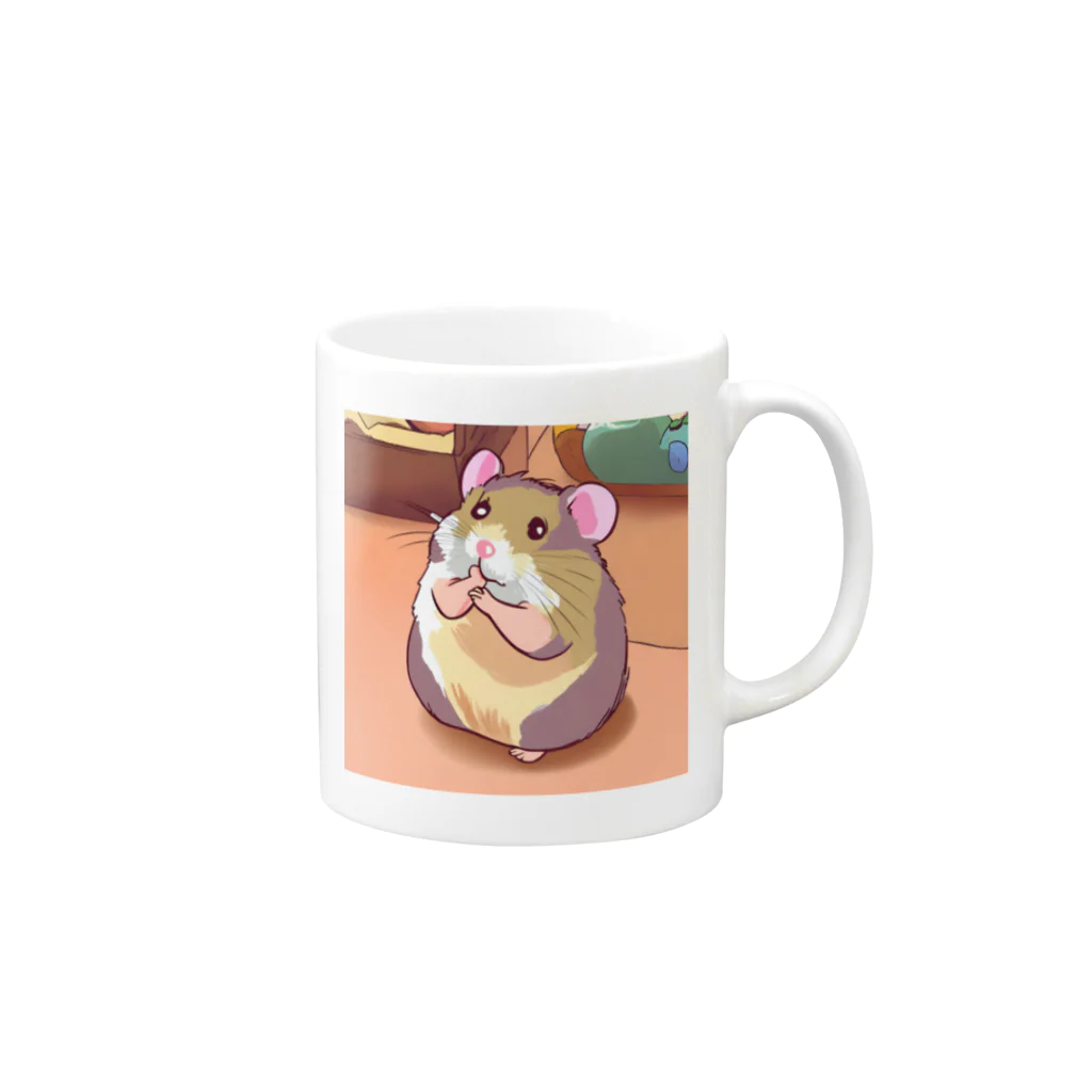 かわいいキャラクターのちょーかわいいハムスターイラストグッズ Mug :right side of the handle