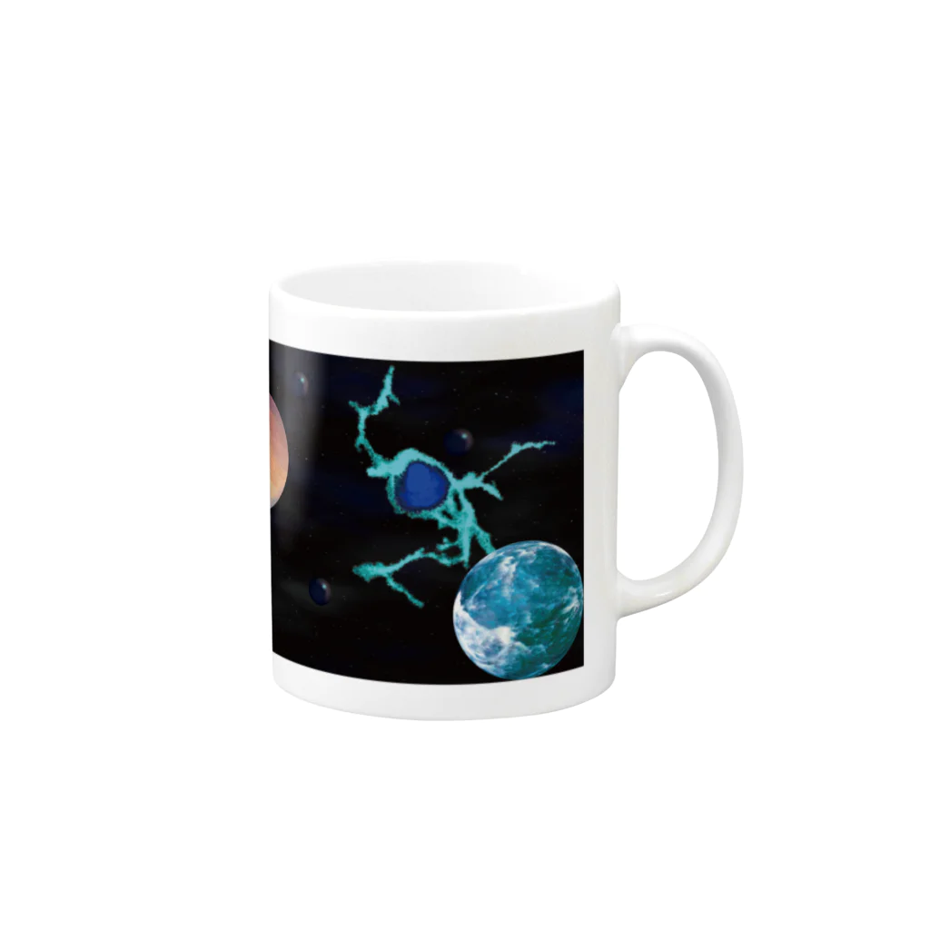 PaZoomの#細胞シリーズ_細胞たち、宇宙で待ち合わせ Mug :right side of the handle