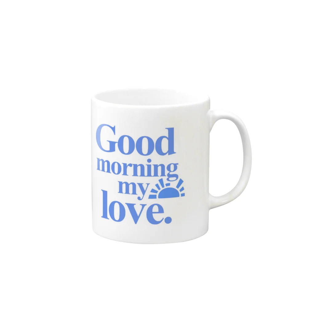 wayo mugのGood morning my love/blue Mug :right side of the handle