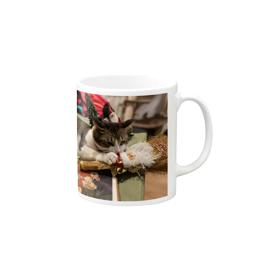 Unilunのクリスマス~サンタ猫~ Mug :right side of the handle