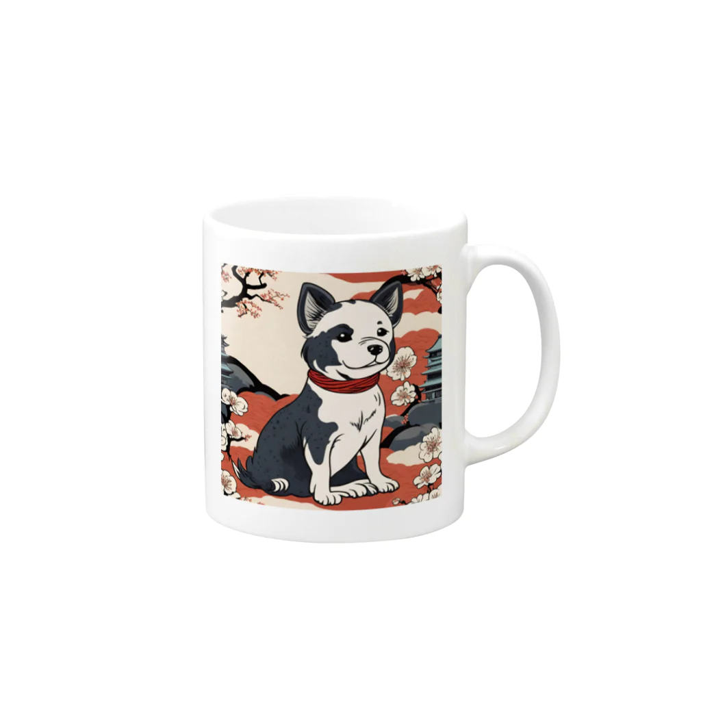 ただjapaneseなだけ🙌の絵巻の犬小町 Mug :right side of the handle