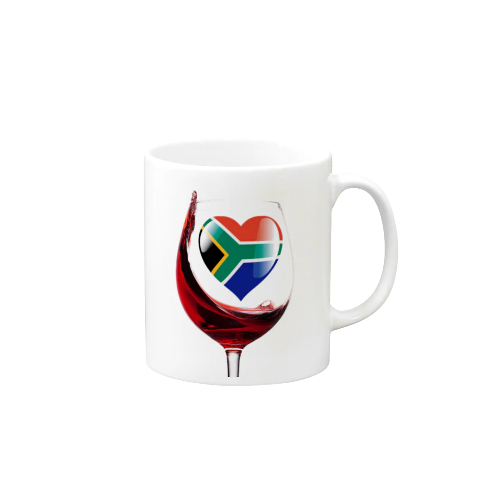 WINE 4 ALLの国旗とグラス：南アフリカ（雑貨・小物） Mug :right side of the handle
