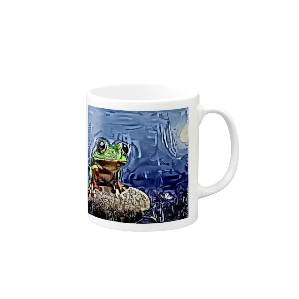 絵を描く人【のなまに】の月夜のカエル Mug :right side of the handle