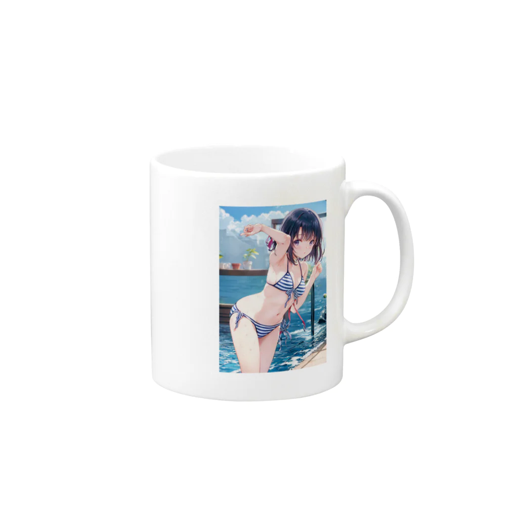 仮想の妖精たち: AI美少女の魅力のデジタル夢幻アートシリーズ Mug :right side of the handle