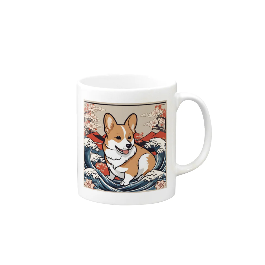 ただjapaneseなだけ🙌の絵巻の犬小町 2 Mug :right side of the handle