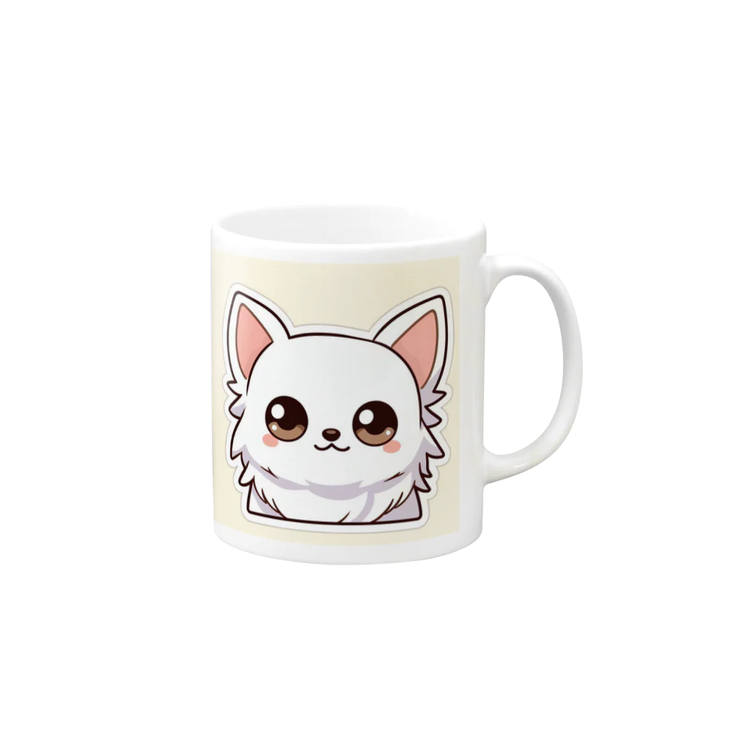 可愛いチワワグッズショップのホワイトチワワちゃん Mug :right side of the handle