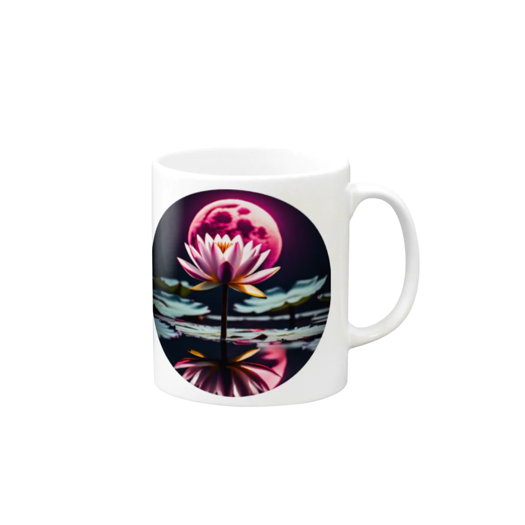 RetrowaveFlowerのRetrowaveFlower-睡蓮- Mug :right side of the handle