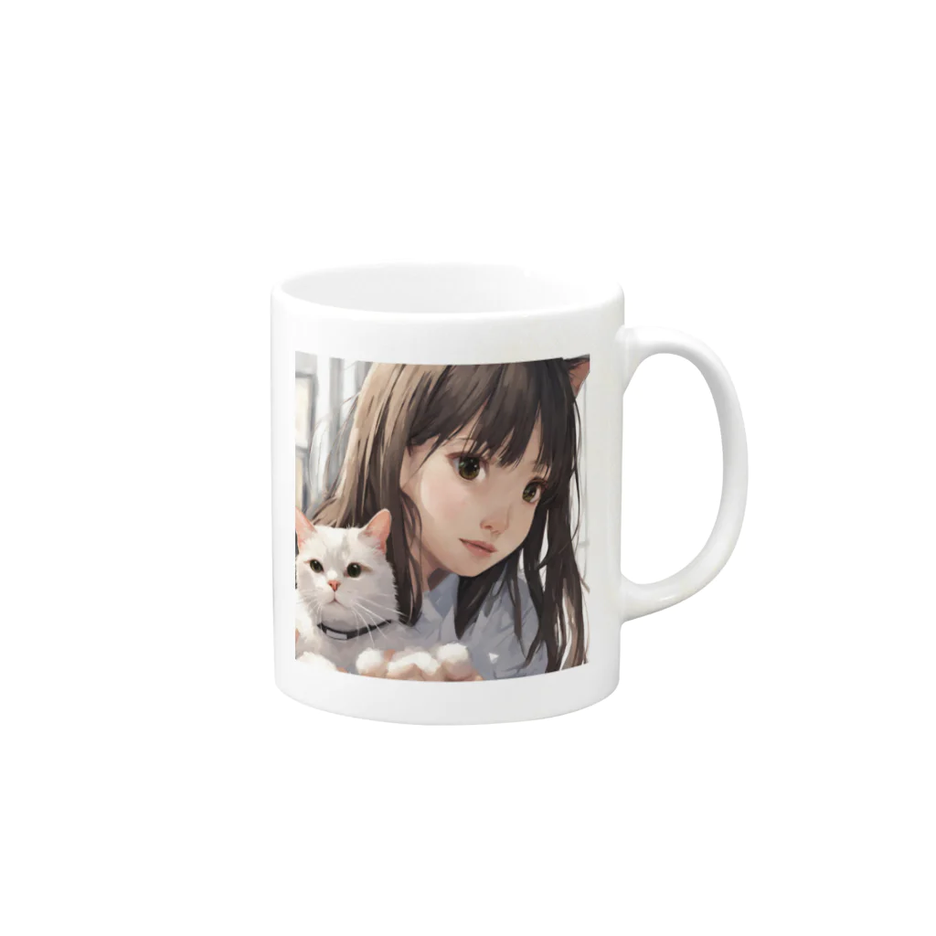 zhalyの猫と少女 Mug :right side of the handle