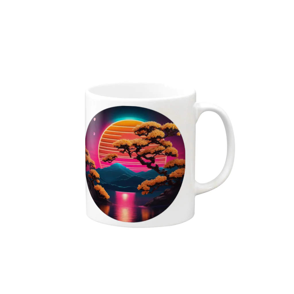 RetrowaveFlowerのRetrowaveFlower-金木犀- Mug :right side of the handle