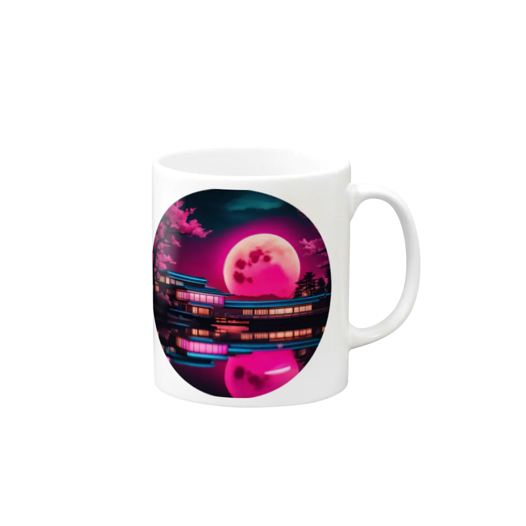 RetrowaveFlowerのRetrowaveFlower-桜- マグカップの取っ手の右面
