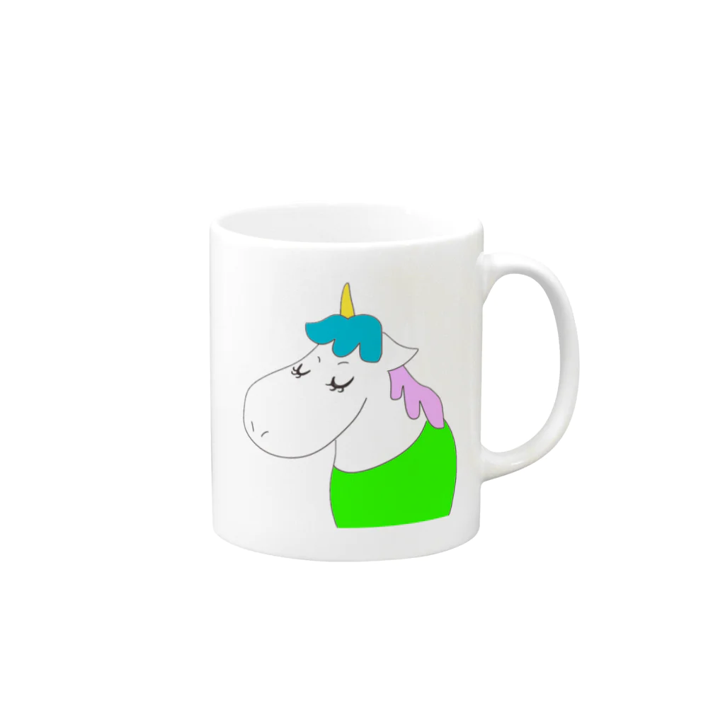 unicorn_hsのユニ子シリーズ Mug :right side of the handle