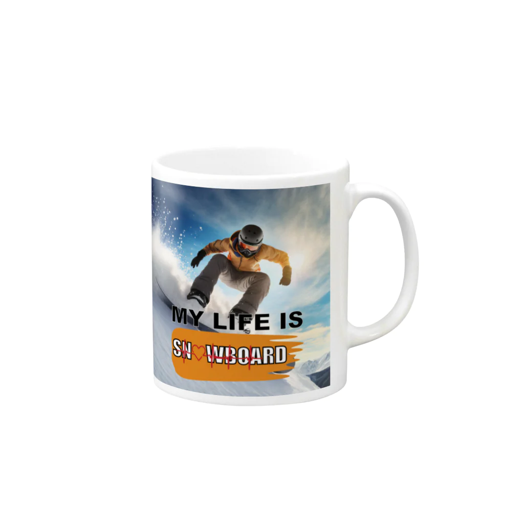 ArtDesignWorksのスノーボードスポーツ Mug :right side of the handle