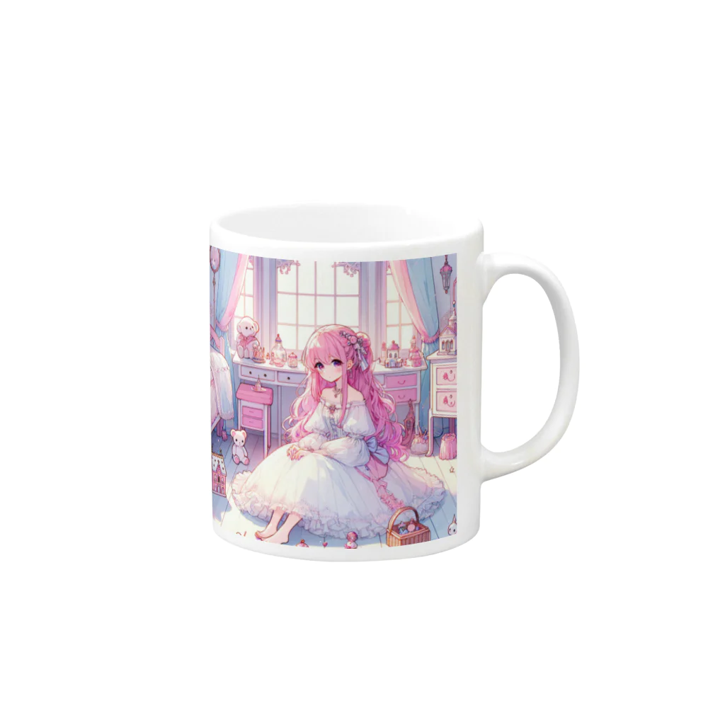 adorer_のふわふわドレスの女の子 Mug :right side of the handle