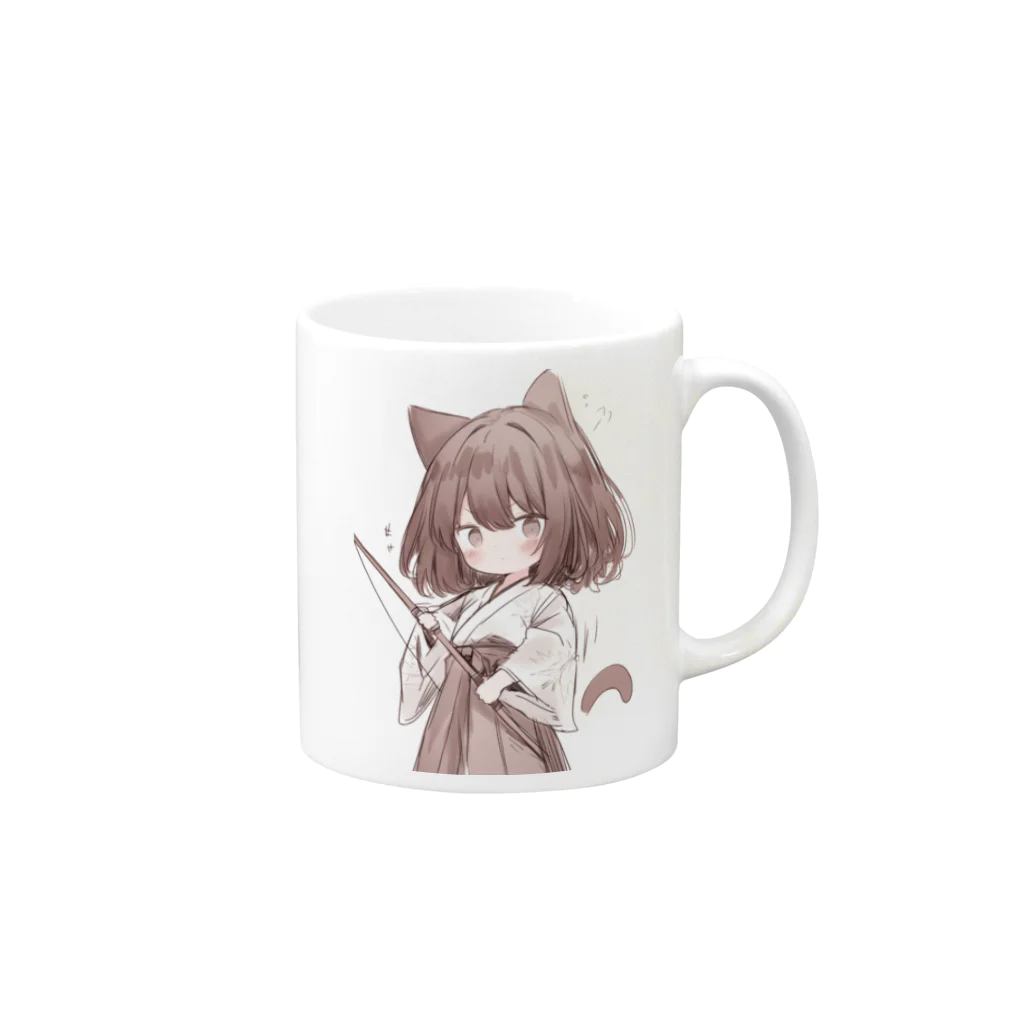 yudu910のネコ耳弓道部 Mug :right side of the handle